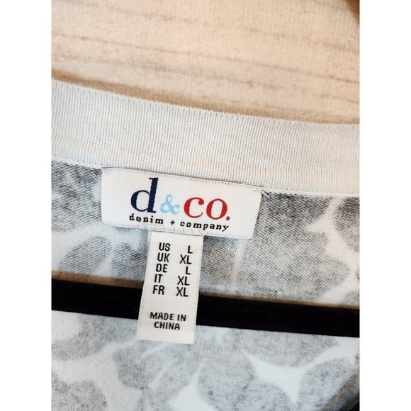 Denim & Co. Womens White Black Floral Short Sleeve Button Front Blouse‎ Large - Picture 3 of 6